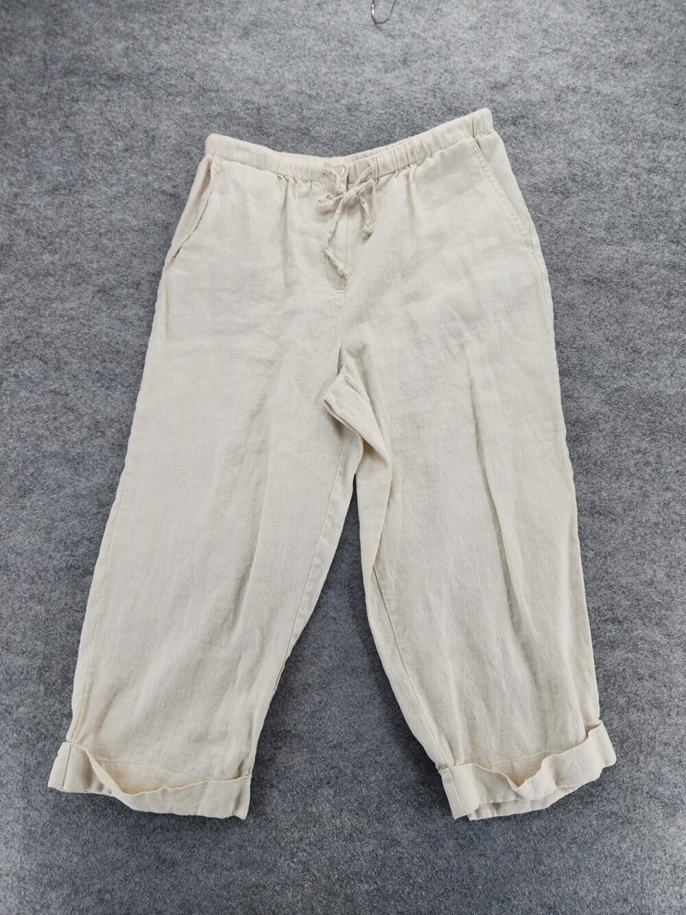 JM Collection Pants Womens 10 Petite Linen Pull On Drawstring